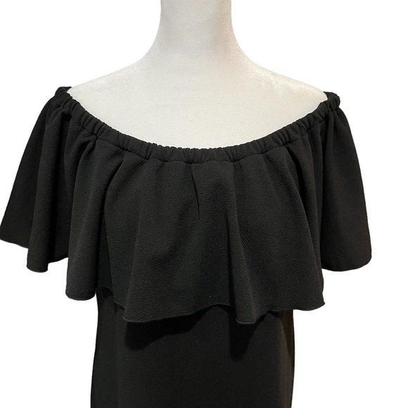 LuLaRoe CiCi Off Shoulder Black Dress With Ruffles BodyCon Size XL NEW - Picture 10 of 15